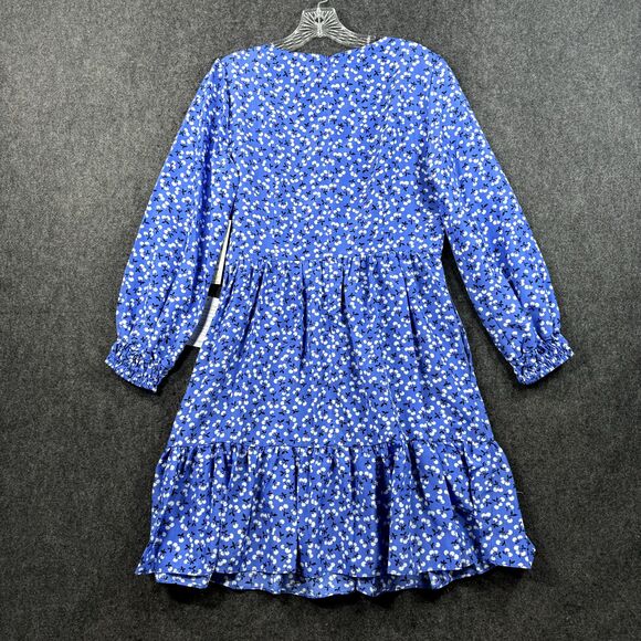 Eliza J Dress Women's 6 Blue Printed Cherry Print 3/4 Balloon Sleeve Fit & Flare - Picture 8 of 9